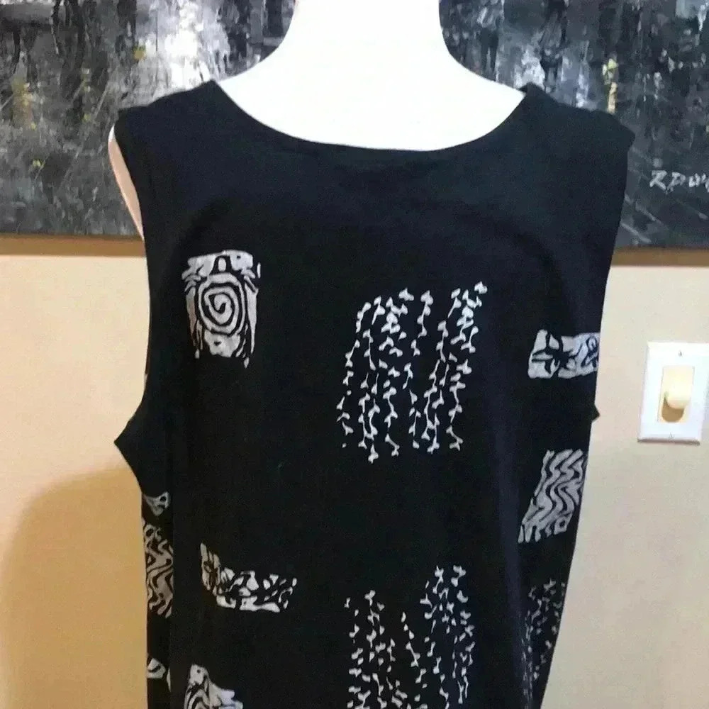 I.G. Sport Women’s Black Southwestern Fish Print Beach Cover Up Pocketed Dress-L - Picture 7 of 8